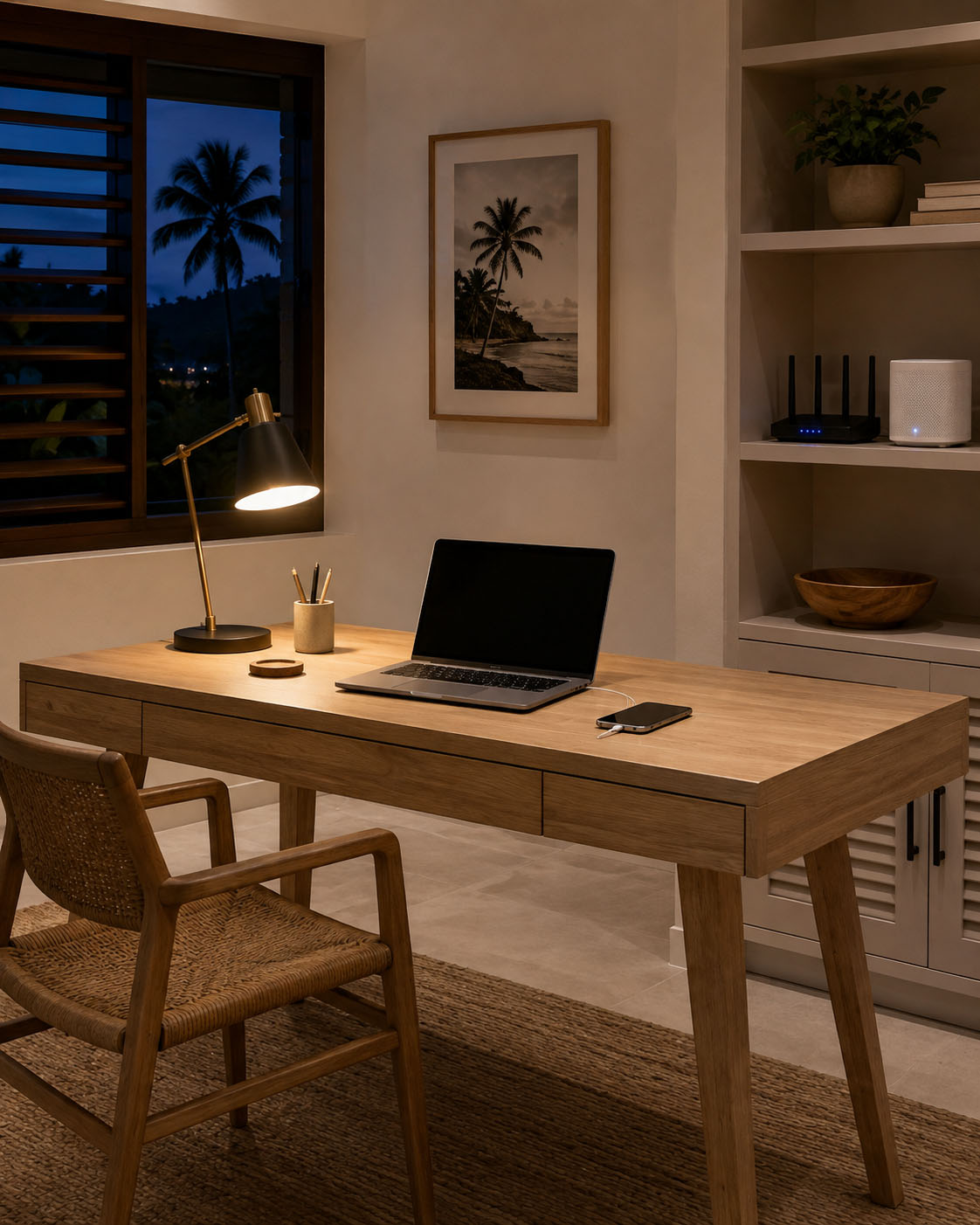 Router and laptop on a desk
